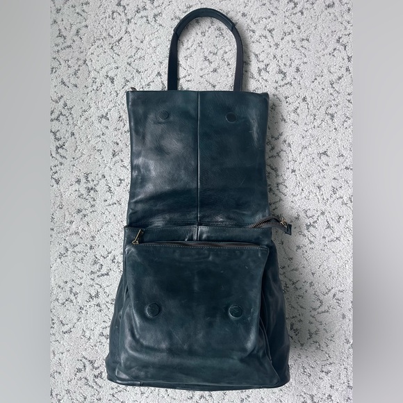 NWT A.S.98 Eco-Friendly Vintage Leather Backpack in Emerald and black.Stunning! - Picture 10 of 16